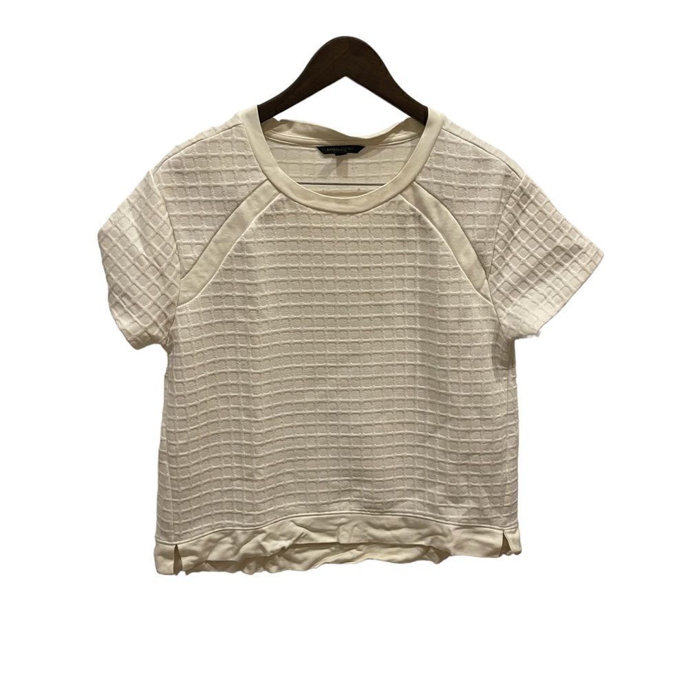 Banana Republic White/Cream Waffle Knit Short Sleeve Top Women Medium